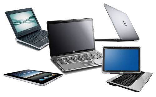 Several laptop notebooks on a table