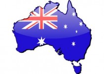 Map of Australia with embedded flag