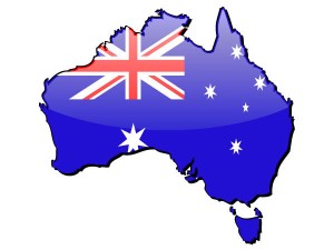 Map of Australia with embedded flag