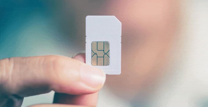 close up view tiny sim card