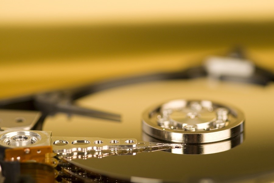 Platters inside a hard drive