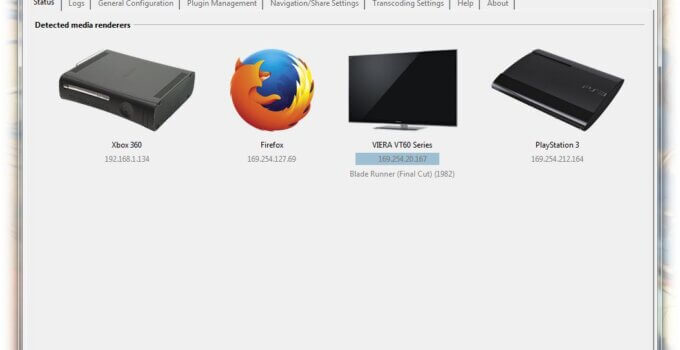 Screenshot of a universal media server