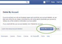 Screenshot of how to permanently delete your Facebook account