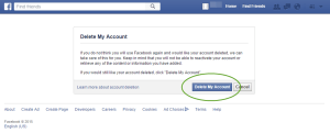Screenshot of how to permanently delete your Facebook account