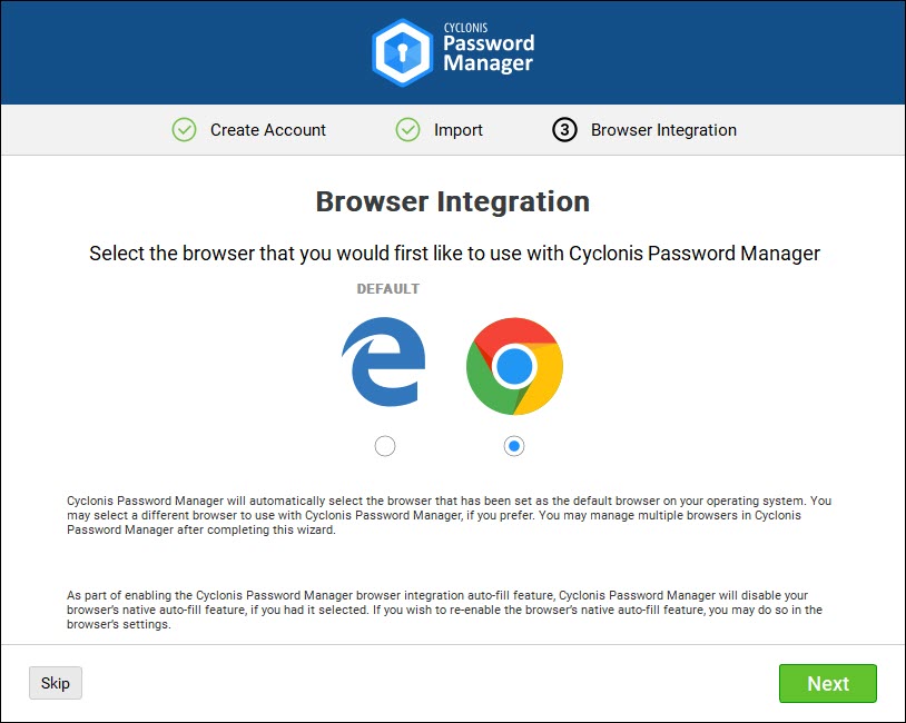 Cyclonis Password Manager - Browser Integration
