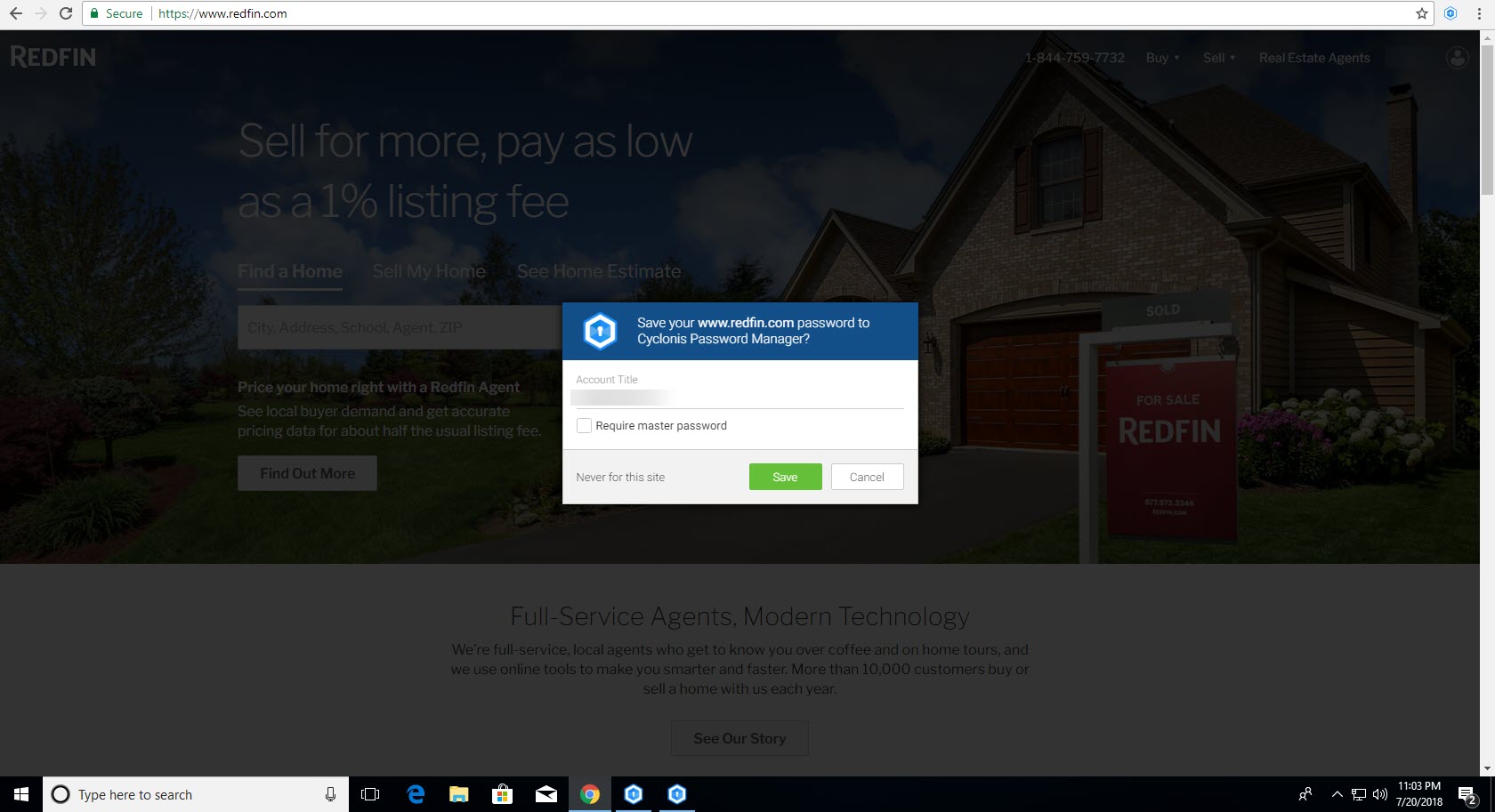Cyclonis Password Manager - Save a Password