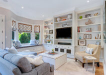 Family room with couch chair and television