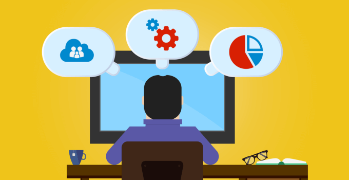 Graphic of developer using online apps to improve productivity