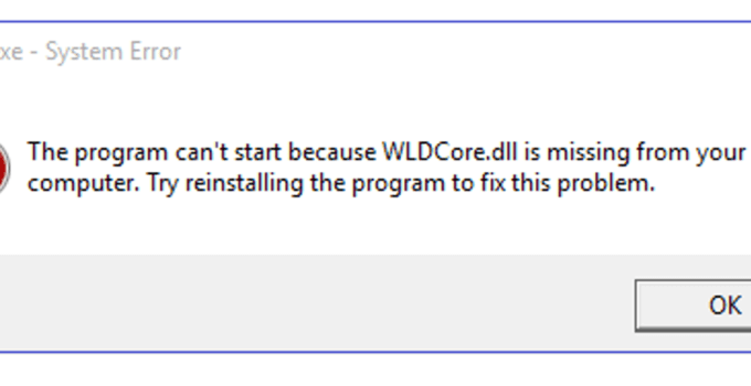 wldcore.dll error messages on Windows