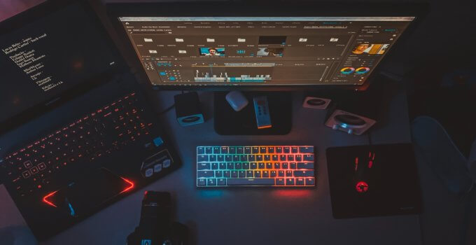 Cool laptop and monitor setup showing one of the best monitors for graphic design in 2021