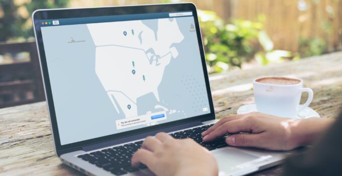 Person using a VPN on a laptop