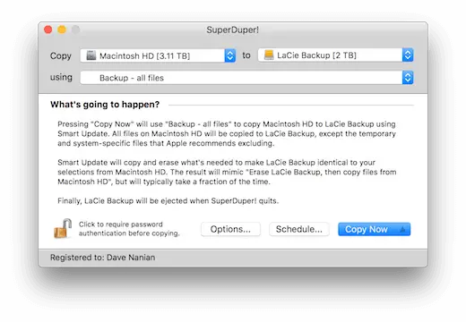 SuperDuper cloning software for Mac (macOS)