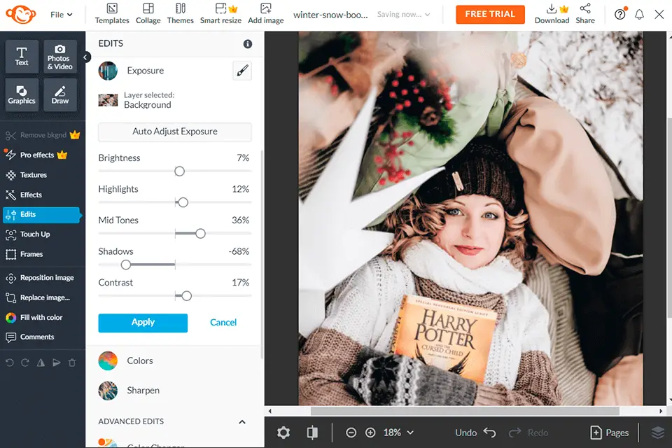 With PicMonkey, you can combine images, change backgrounds, add and edit text