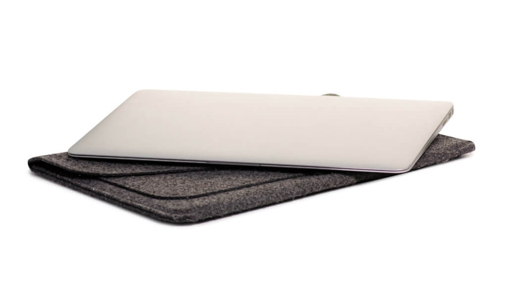 Laptop and case on white background isolation