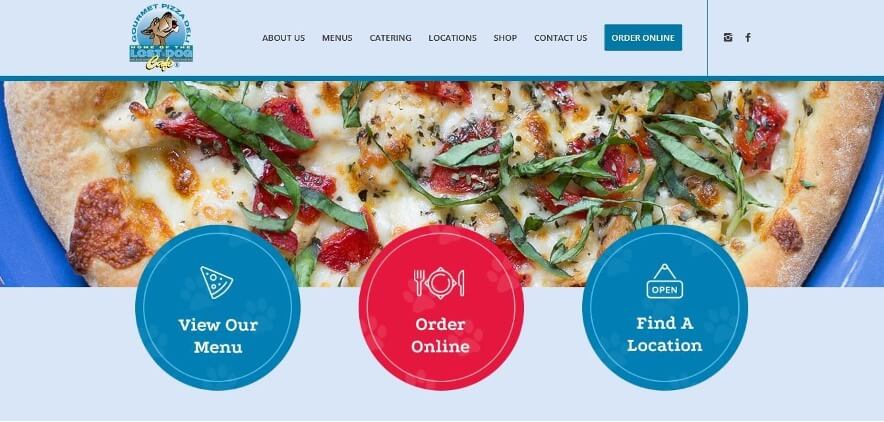 Screen capture of Lost Dog Cafe's WordPress eCommerce site designed to sell.