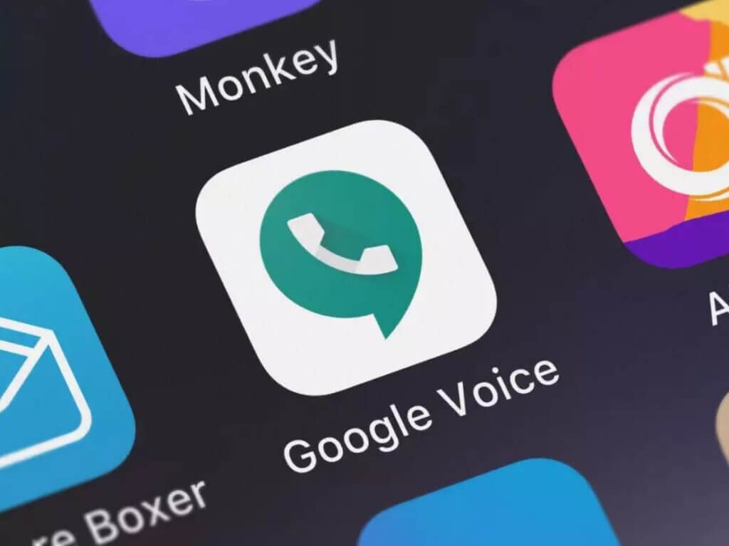 new google voice callout green logo application of a background with other smartphone apps on screen