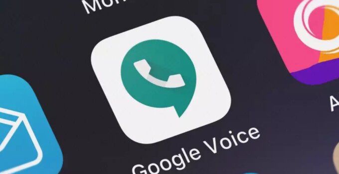 new google voice callout green logo application of a background with other smartphone apps on screen