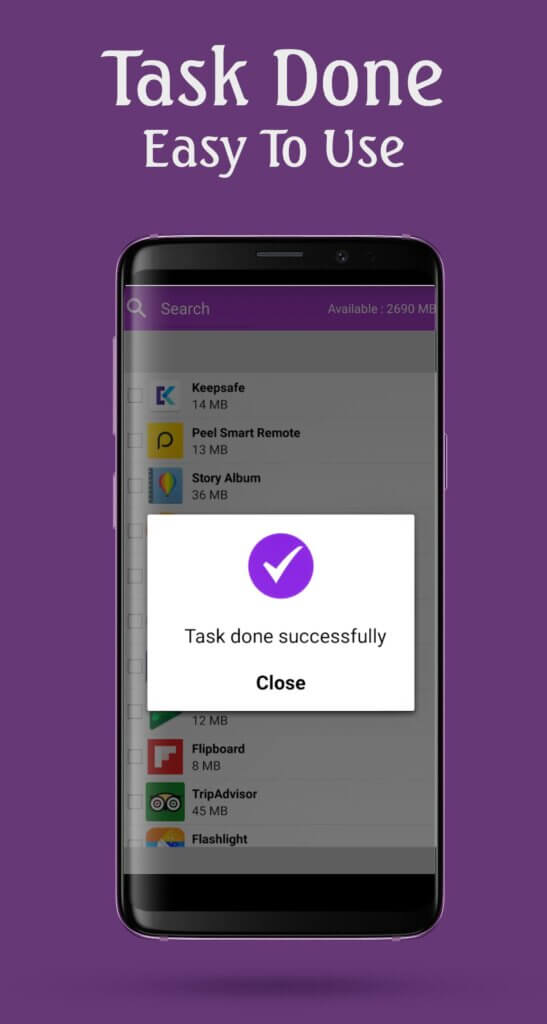 mobile app pop up notification task done successfully