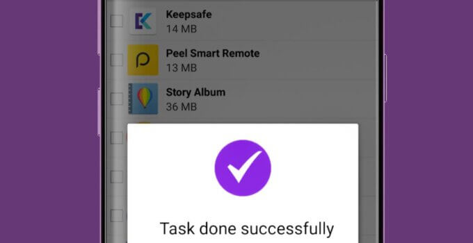 mobile app pop up notification task done successfully