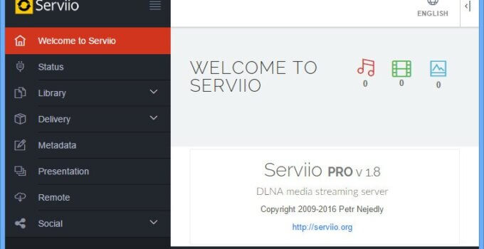 Serviio DLNA Server Software user interface