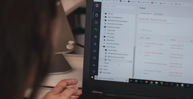 Person securely connected to company resources using black laptop