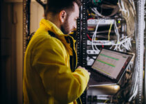 Engineer reviewing hyper converged infrastructure