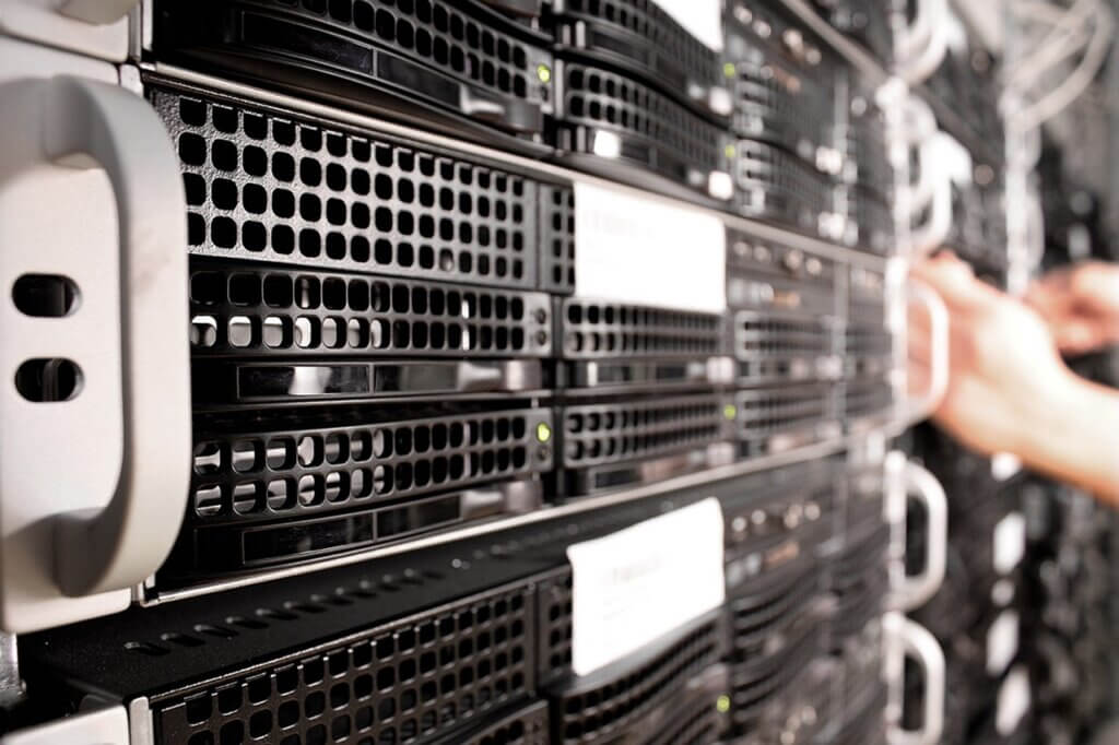 Racks of object storage servers in a server room