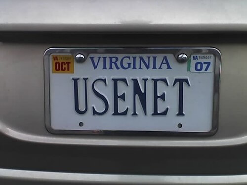 A Virginia license plate with the word usenet